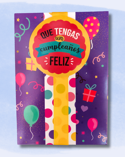 Tarjeta "Feliz cumple" morada