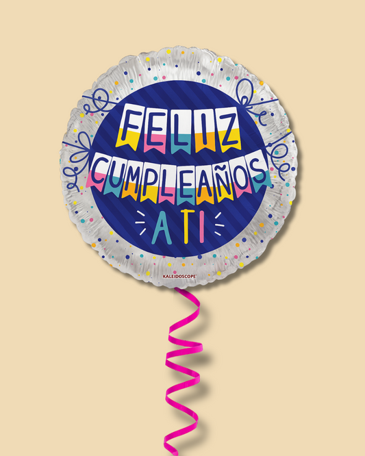 Globo "Feliz cumpleaños a ti" azul