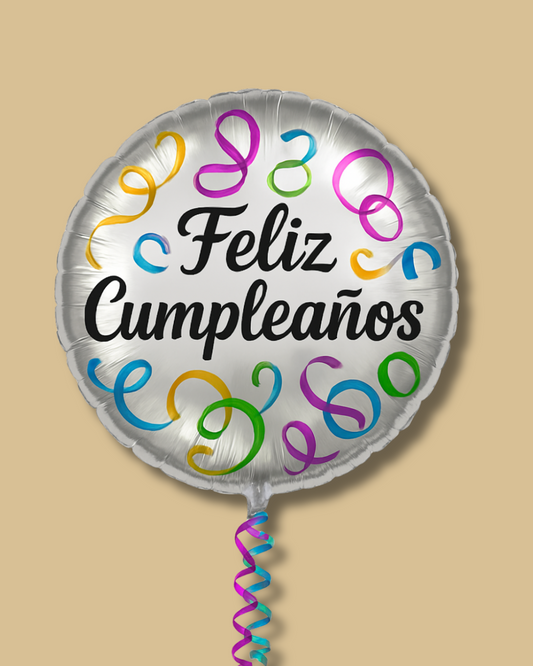 Globo "Feliz cumpleaños" plata