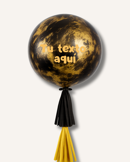 Globo burbuja negro y dorado