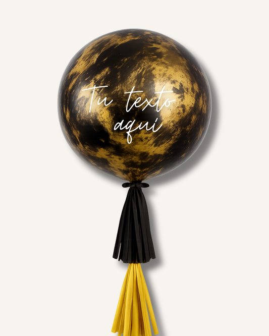 Globo burbuja negro y dorado
