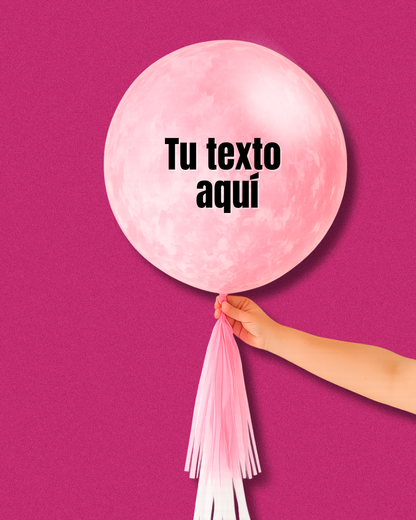 Globo burbuja rosa marmoleado lleno
