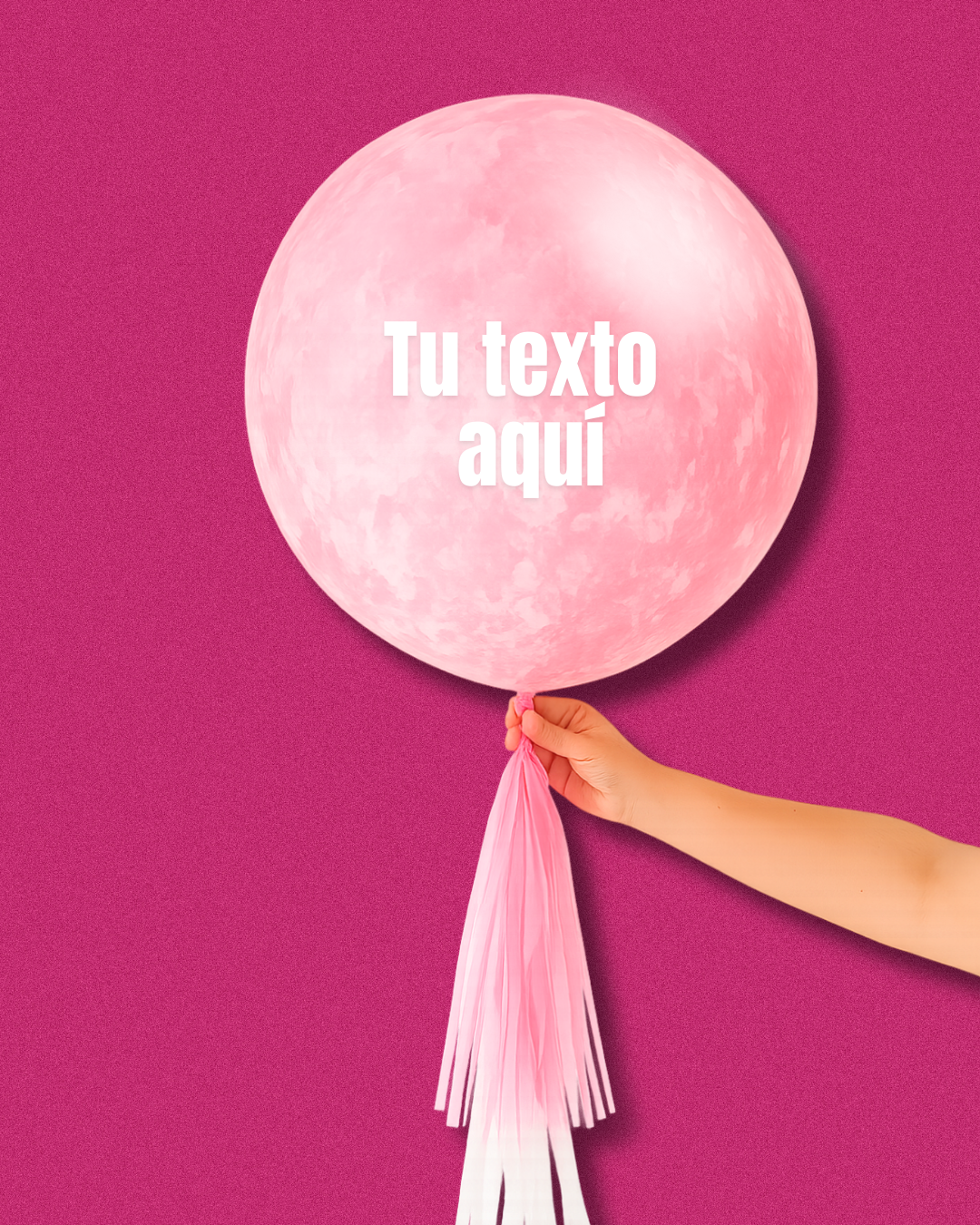 Globo burbuja rosa marmoleado lleno