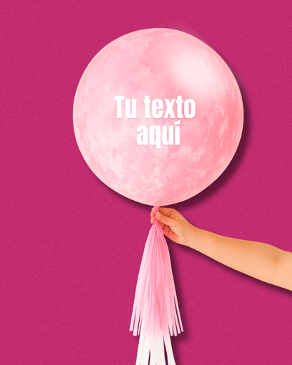 Globo burbuja rosa marmoleado lleno