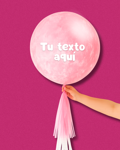 Globo burbuja rosa marmoleado lleno