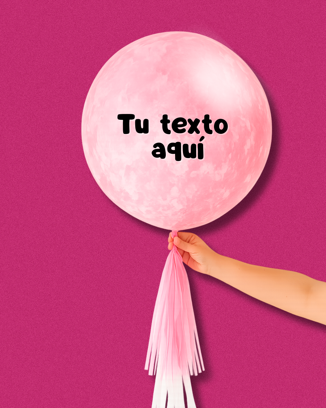 Globo burbuja rosa marmoleado lleno