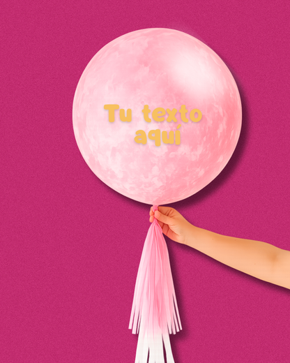 Globo burbuja rosa marmoleado lleno