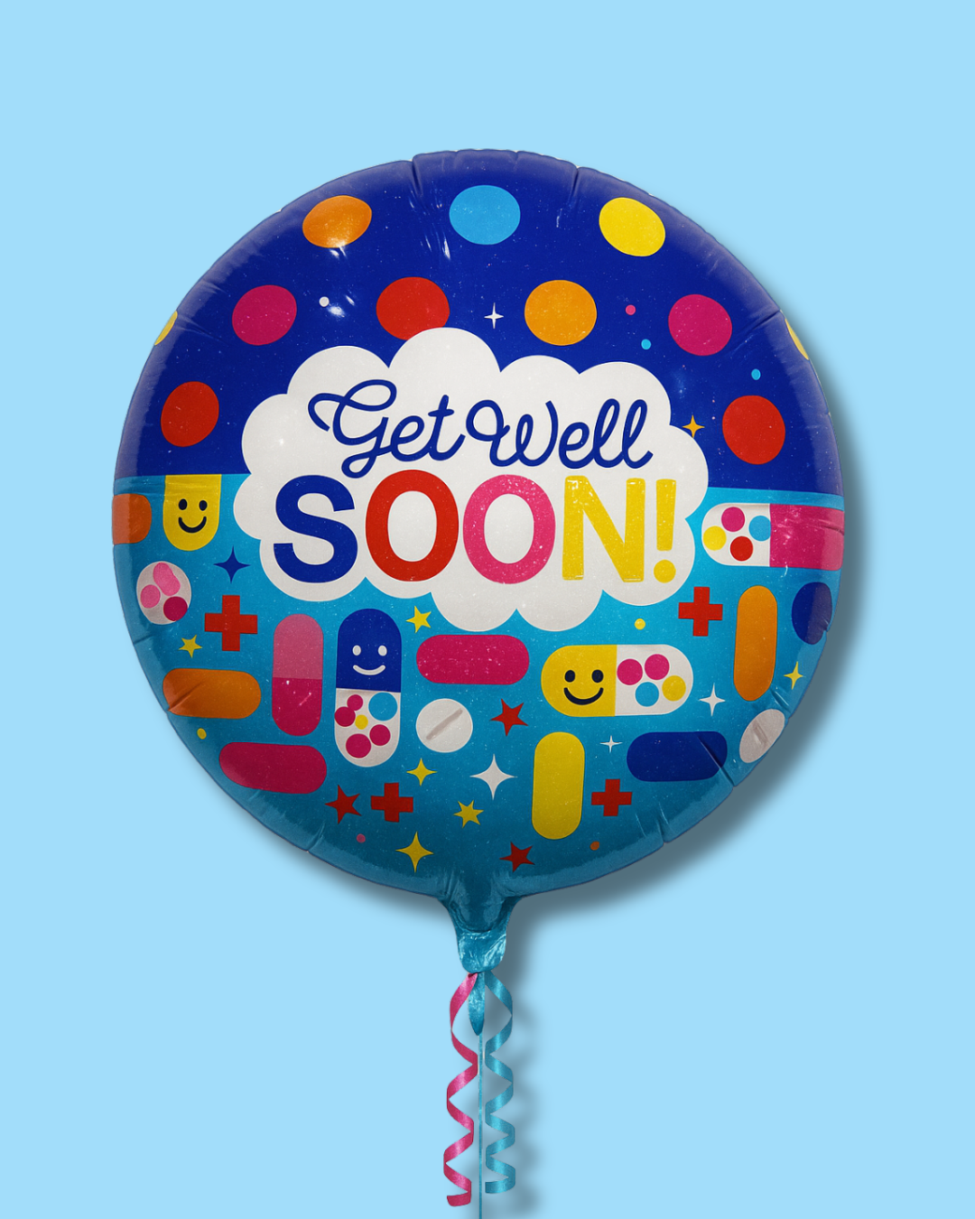 Globo "Get well soon" azul